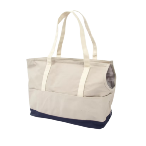 Hondendraagtas in Canvas Grijs/Navy – Wasbaar & Personaliseerbaar | Lola’s