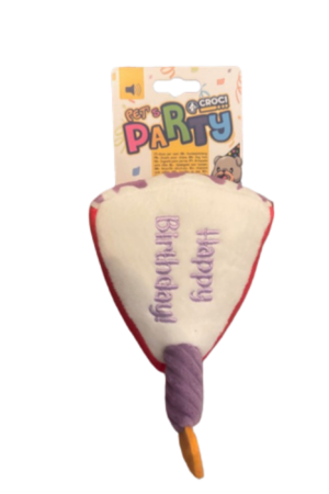 Pluche hondenspeeltje Croci Party Torta verjaardagstaart met fluitje