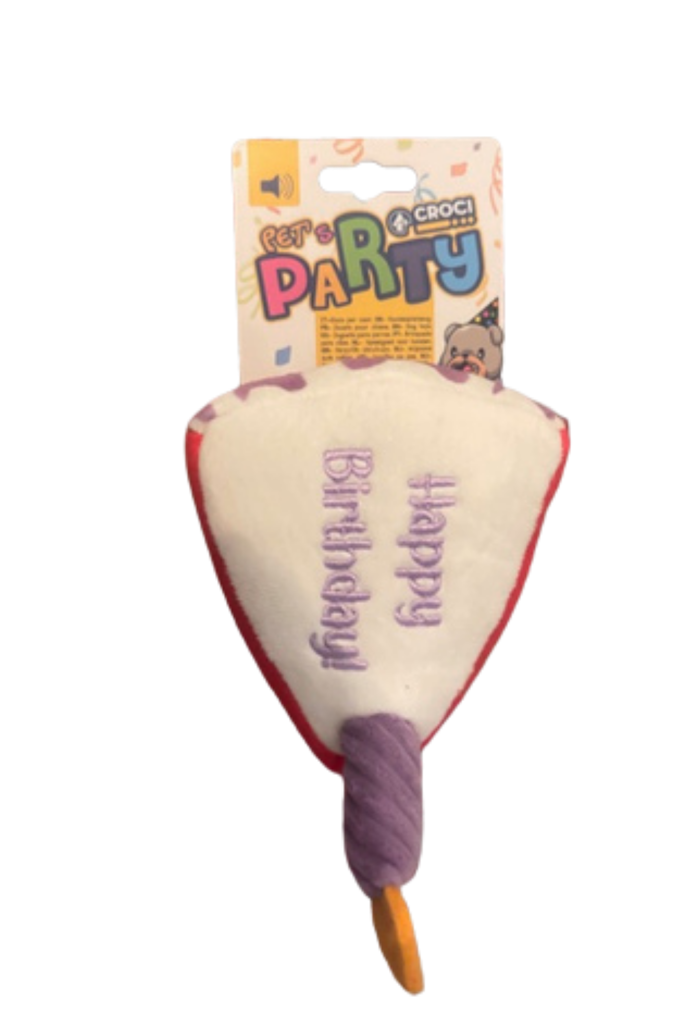 Pluche hondenspeeltje Croci Party Torta verjaardagstaart met fluitje