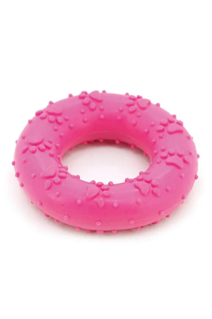 Roze thermoplastische bijtring voor honden 7 cm