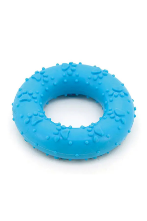 Blauwe thermoplastische bijtring voor honden 7 cm