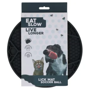 DONATIE Eat Slow Live Longer Lick Mat Soccer Ball Grijs – Anti-Schrok Likmat voor Honden en Katten
