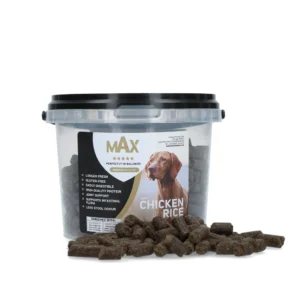 Zak Max Adult Geperste Brokken Kip & Rijst 400 g voor volwassen honden, donatie hondenvoer voor gezondheid en welzijn.
