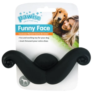 Pawise Funny Face Mustache hondenspeeltje in de vorm van een grappige snor met pieper