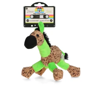 Retrodog Donkey Groen S zachte hondenknuffel met pieper en gerecyclede vulling, formaat 20 x 25 cm.